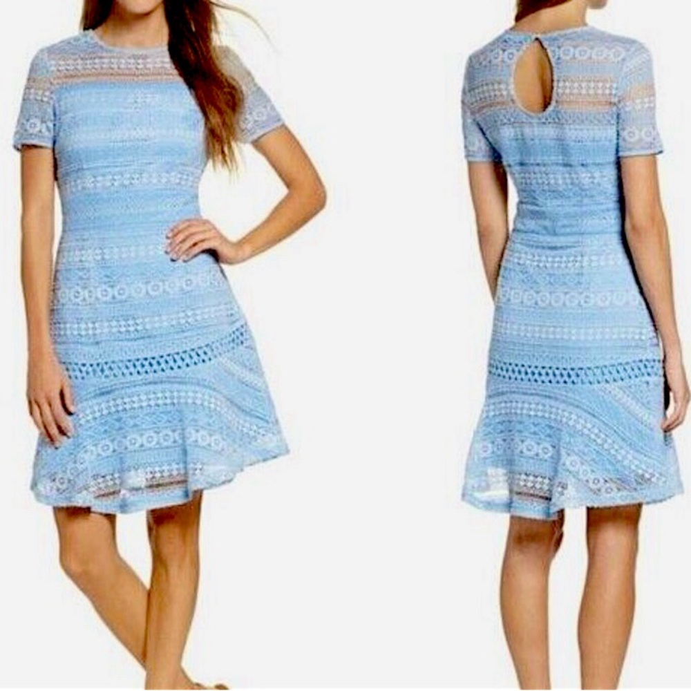Blue crochet mini dress